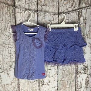 Naartjie adorable boho lace  feminine purple cotton skirt and top set 4t
